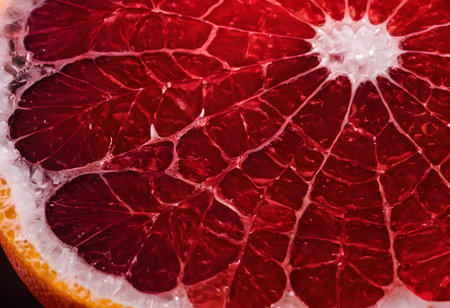 Close-up of a slice of grapefruit as a background.の素材