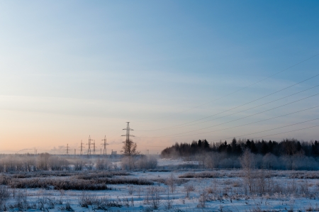 Winter landscape in the morningの写真素材