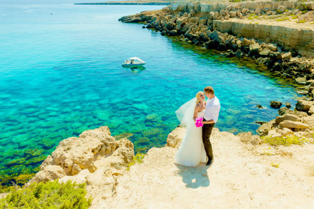 wedding photo shoot at seaの写真素材