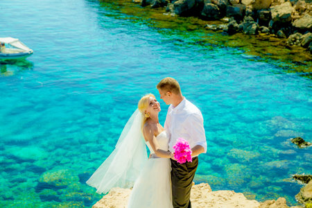 wedding photo shoot at seaの写真素材