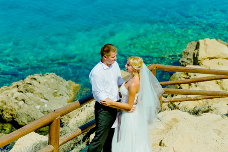 Maxim and Julia wedding photo shoot at seaの写真素材