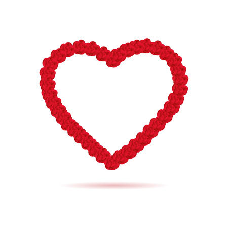red heart made with roses vector illustration isolated on white background.のイラスト素材