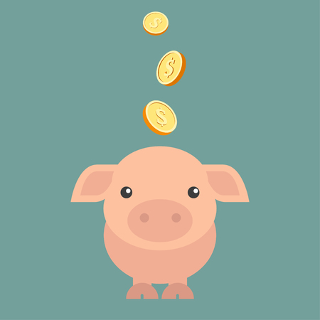 Piggy bank and gold coins. Modern flat design vector illustrationのイラスト素材