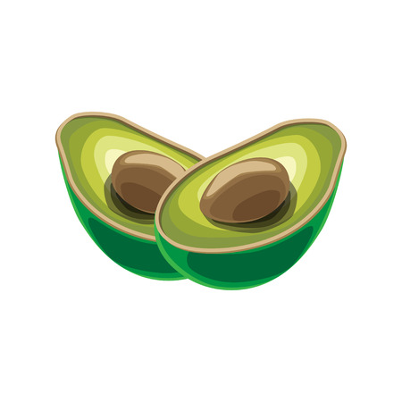 Cartoon Cute Avocado Icon Vector Set on white background.のイラスト素材