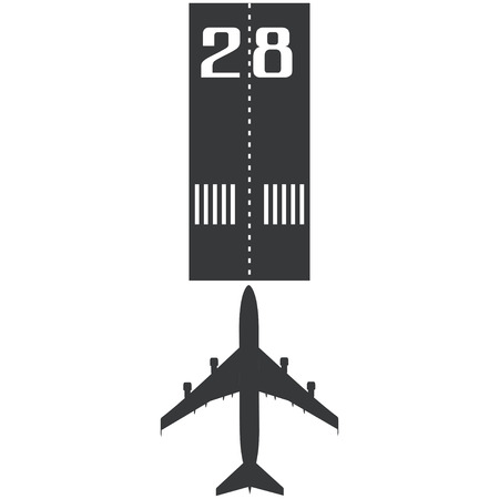 Airplane on the runway icon in simple style isolated on white background vector illustrationのイラスト素材