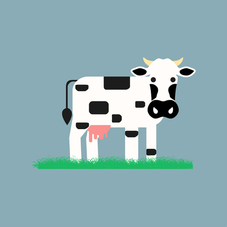 Vector logo emblem with cow - illustration for milk and dairy industry and packaging - organic, natural and fresh food from farmのイラスト素材