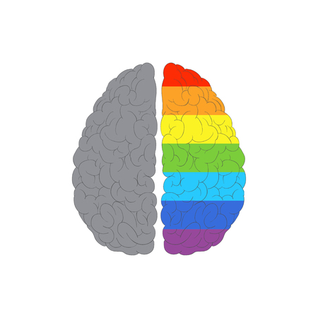 LINE BRAIN IDEA CREATIVE LOGO ICON TEMPLATE TOP VIEW TWO COLORのイラスト素材