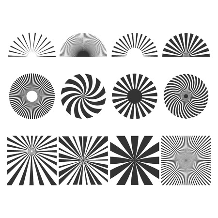 Sunbursts and borders collection. Vector illustration.のイラスト素材