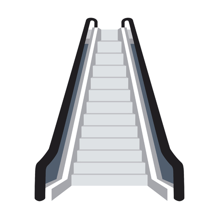 Two up and down escalators set on white background realistic isolated vector illustrationのイラスト素材