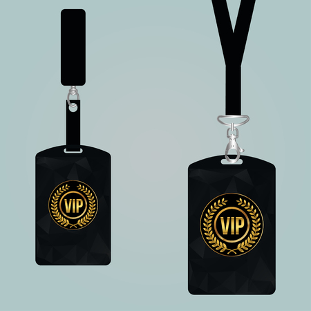Vip member card set with lanyard. vector design and text template illustrationのイラスト素材