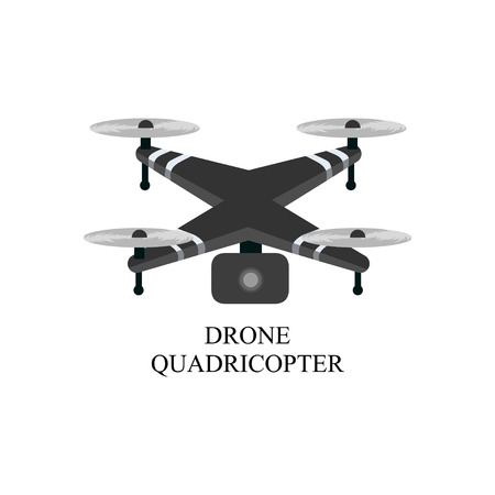 drone with action camera, logo , icon, black and white,vector illustrationのイラスト素材