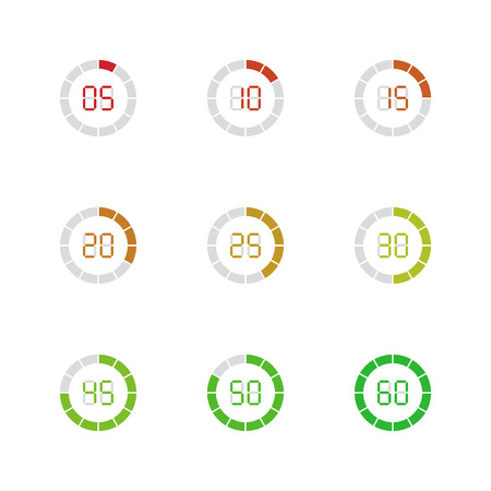 Set of simple timers. Set of nine elements.のイラスト素材