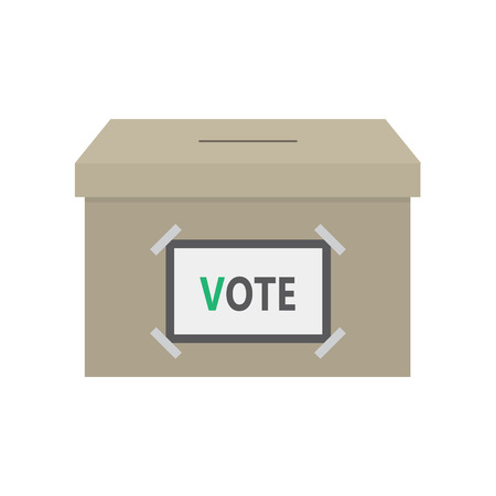 Vote box or ballot box icon with long shadow. flat design.のイラスト素材