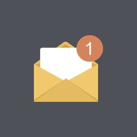 One incoming message, open message icon, notification. Illustration, isolatedのイラスト素材