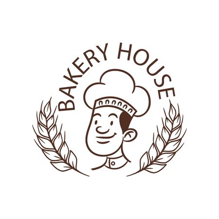 Bakery, bakehouse label. Bread, baked goods, food symbol. vector illustration.のイラスト素材