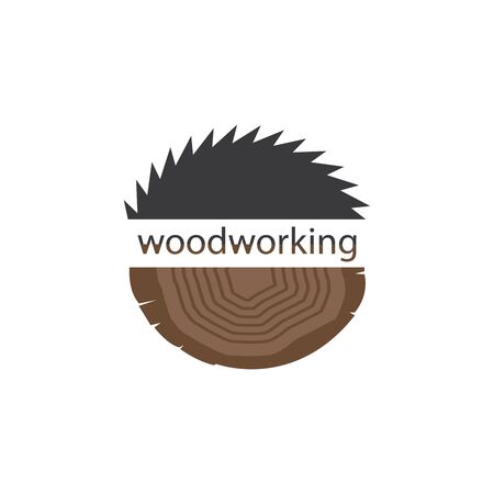 Vector illustration, mark, for design. The cut wood with a saw. Sign of Lumberjack, Woodworkのイラスト素材
