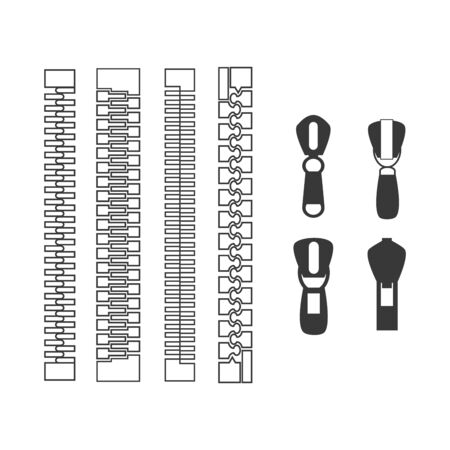 vector zipper black symbols on white background.のイラスト素材