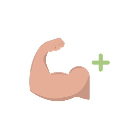 Biceps muscle icon. Bodybuilder strong arm sign. Weightlifting fitness symbol. Linear outline icon on white backgroundのイラスト素材