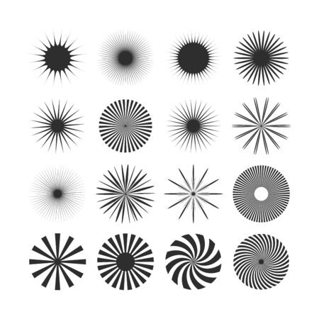 Sunbursts and borders collection. Vector illustrationのイラスト素材
