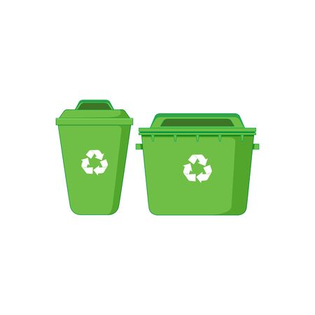 Trash can icon in cartoon style isolated on white background. Trash and garbage symbol vector illustrationのイラスト素材