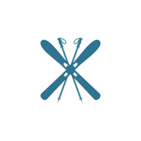 ski and sticks - winter equipment - vector illustrationのイラスト素材
