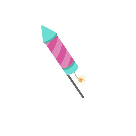 Firecracker icon. Flat design style modern vector illustration. Isolated on stylish color background. Flat long shadow icon. Elements in flat design.のイラスト素材