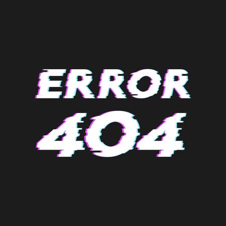 Error 404 page not found. Error with glitch effect on screen. Vector template for your designのイラスト素材