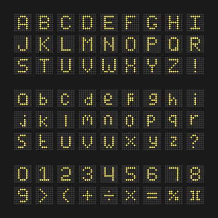 digital letters and numbers display board for airport schedules, train timetables, scoreboard etc.のイラスト素材