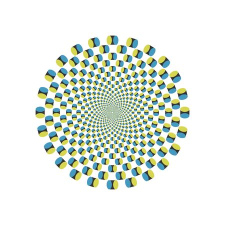 Psychedelic optical spin illusion vector background. Illusion of motion effect illustration.のイラスト素材
