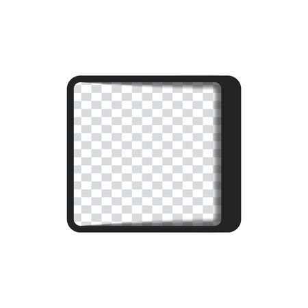 Text quote rectangle. Simple icon. Black glass icon with soft shadow on transparent backgroundのイラスト素材