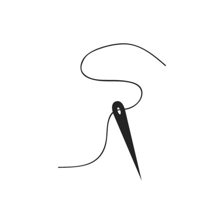 Needle with thread. Icon for web and mobile application. Stock Vector illustration on a white background. Flat design style.のイラスト素材