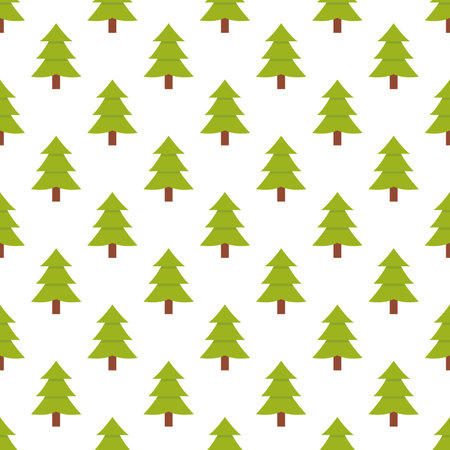 Christmas tree vector seamless pattern on white background Vector illustrationのイラスト素材