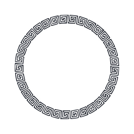 Black Rounded Corner Circle Floral Frame, Isolated On White Vector illustrationのイラスト素材