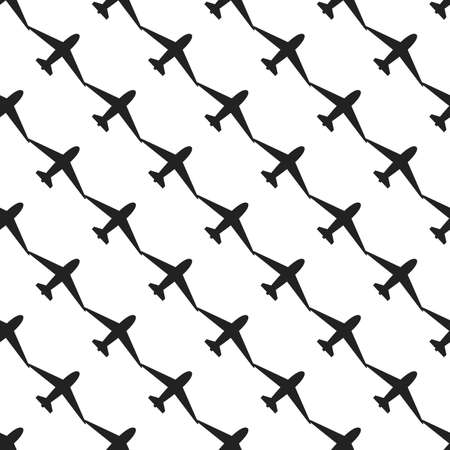 Seamless pattern of aircraft planes in the sky. Can be used for wallpaper, fabrics, packaging. Vector illustrationのイラスト素材