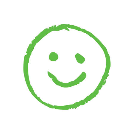 Smile face grunge icon symbol Emoji green color on white background.のイラスト素材
