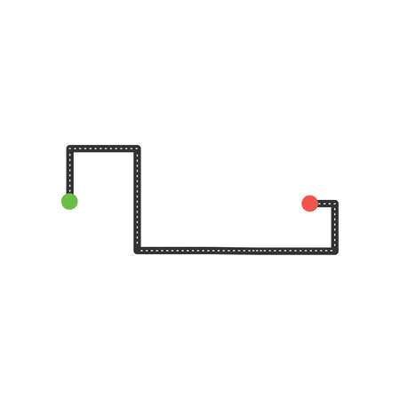 Vector road with map pins on the white background. Concept of logistics, journey, delivery and transportation. Vector illustrationのイラスト素材