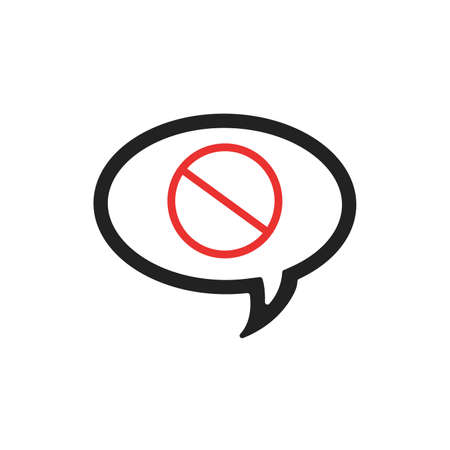 NO message sticker message bubble with no sign on white background. Vector illustrationのイラスト素材