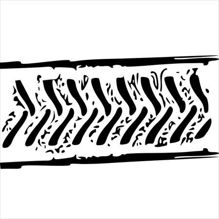 Tire tread tracks. Car, motorcycle and bicycle mark prints bike wheel on traces on white background vector illustration.のイラスト素材