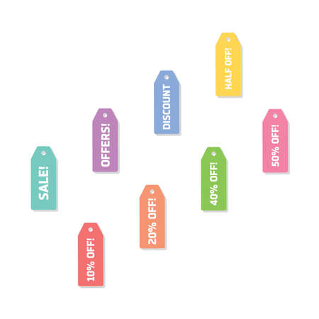 Modern Discount tag labels. Sale offer badge. promo seals stickers. Isolated illustration. Vector illustrationのイラスト素材