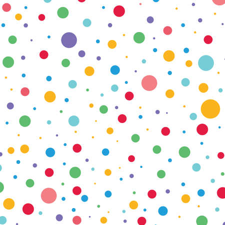 Colorful circle on white background. Vector illustration for bright happy design. Round dot shape. Random size spot Art decorative wallpaper Pack of random circle shape.のイラスト素材
