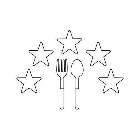spoon and fork Icon with five stars Vector Illustration  Template on white background.のイラスト素材