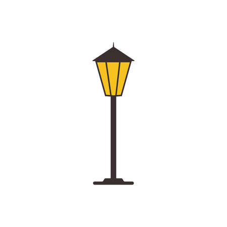 Street Light Color vector icon on white backgroundのイラスト素材