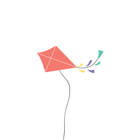 kite flying on clear blue sky backgroundのイラスト素材