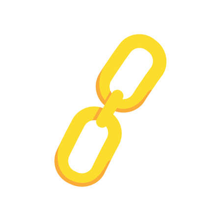 Gold Chain link icon isolated on black background. Link single. Long shadow style. Vector...