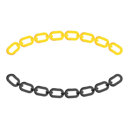 Gold Chain link icon isolated on black background. Link single. Long shadow style. Vector.
