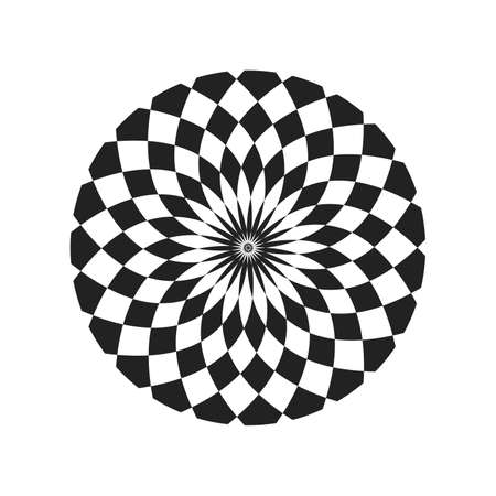 Monochrome elegant circular pattern in black and white. Circular mathematical ornament. A vector circular pattern from the crossed circles. illustrationのイラスト素材