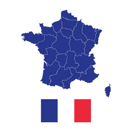 france map, flag colors, vector illustration on white background.のイラスト素材