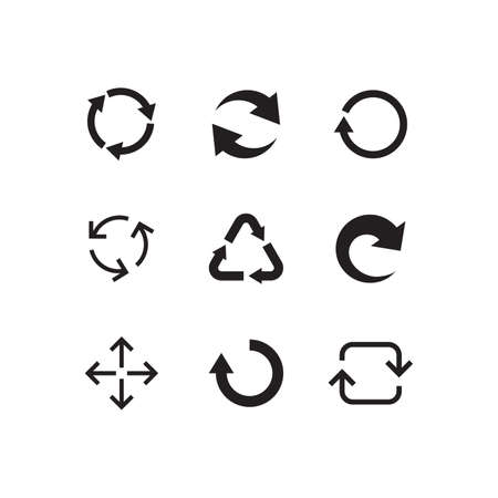 Collection Of Recycle Circle Icons. Set of Refresh Signs. Arrows. Vector illustrationのイラスト素材