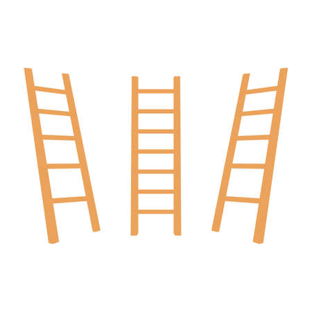 wooden ladder on white background. Folding ladder. Vector illustrationのイラスト素材