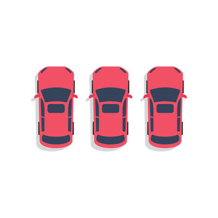 Top View Parking lot design. Many cars parked. Vector Illustrationのイラスト素材